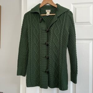 Vintage L.L. Bean Women's Wool Blend Forest Green Toggle Cardigan